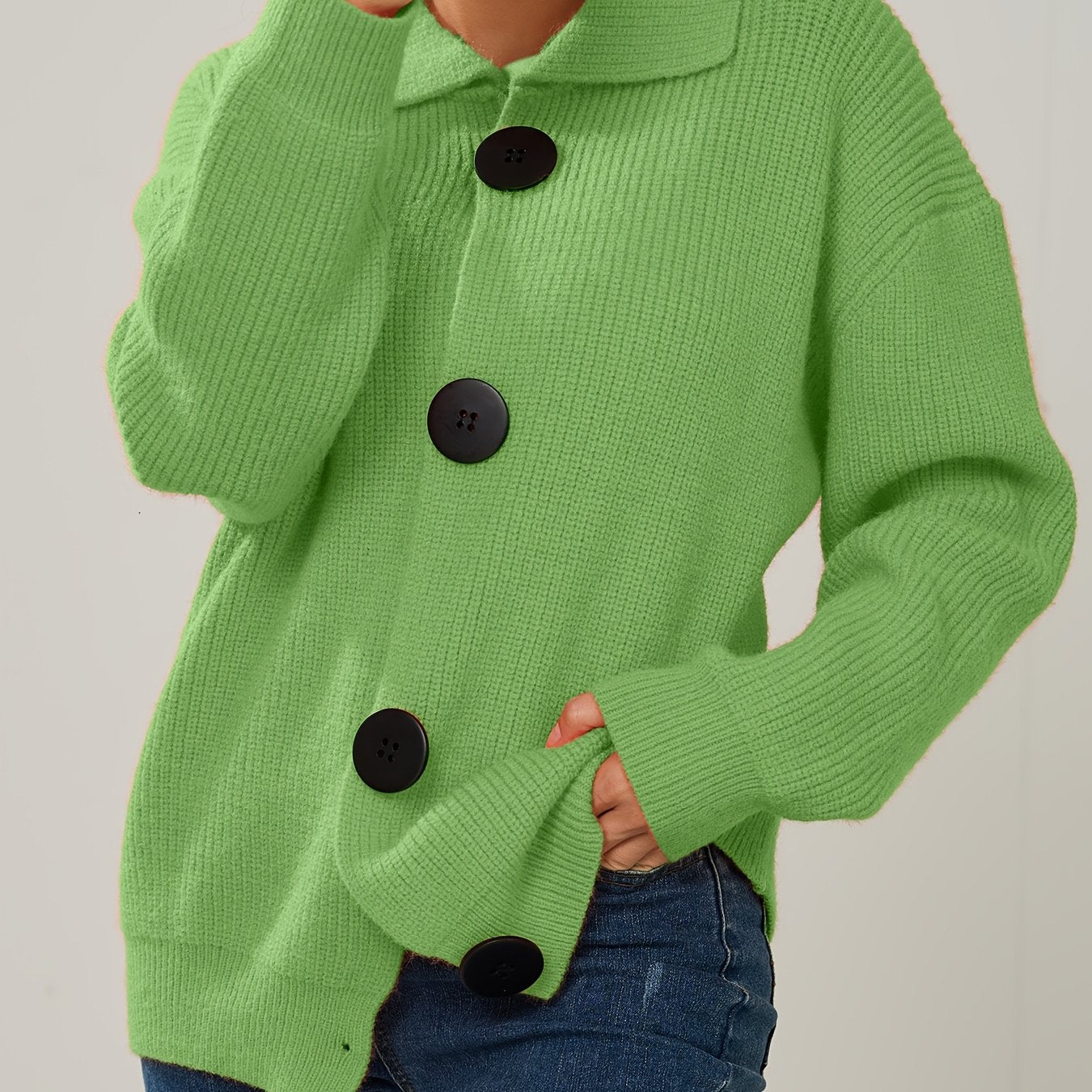 Plus Size Women's Knit Cardigan Sweater Coat with Button Closure for Fall Winter