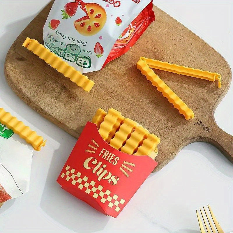 French Fry Shaped Bag Clips Set of 12 Moisture-Proof Plastic Sealing Clips for Snacks and Bread