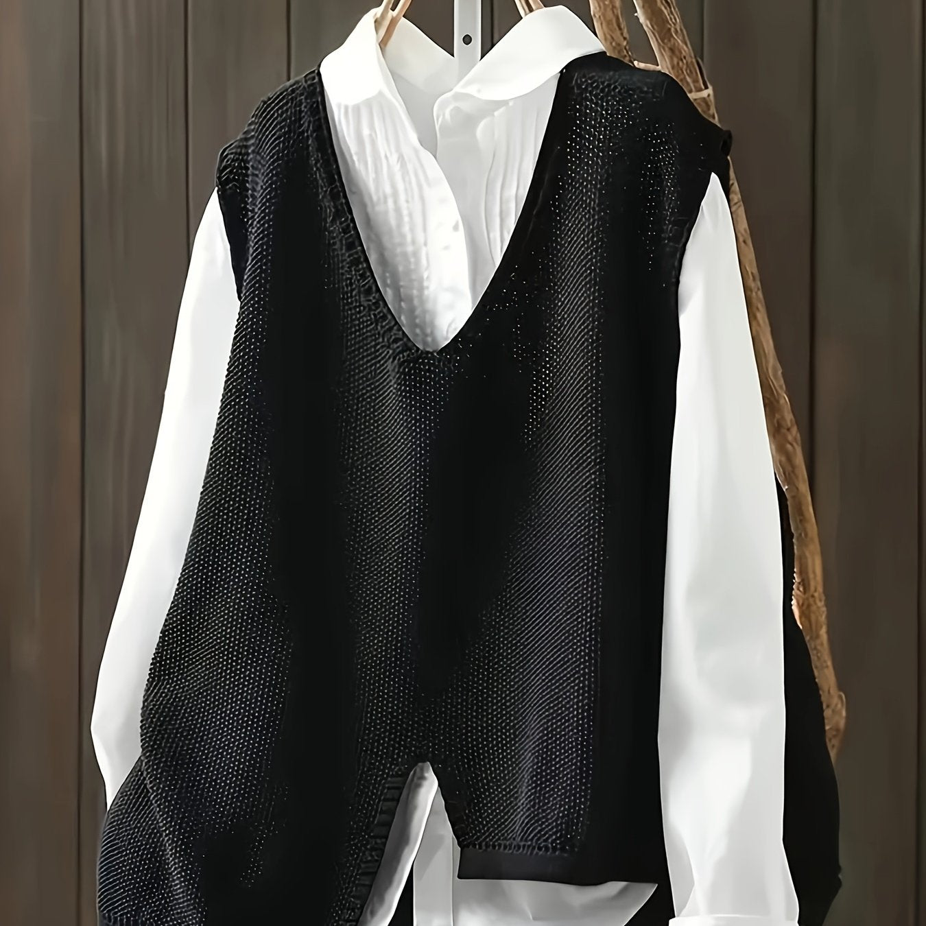 Plus Size Women Artistic Minimalist Irregular Hem V-Neck Vest