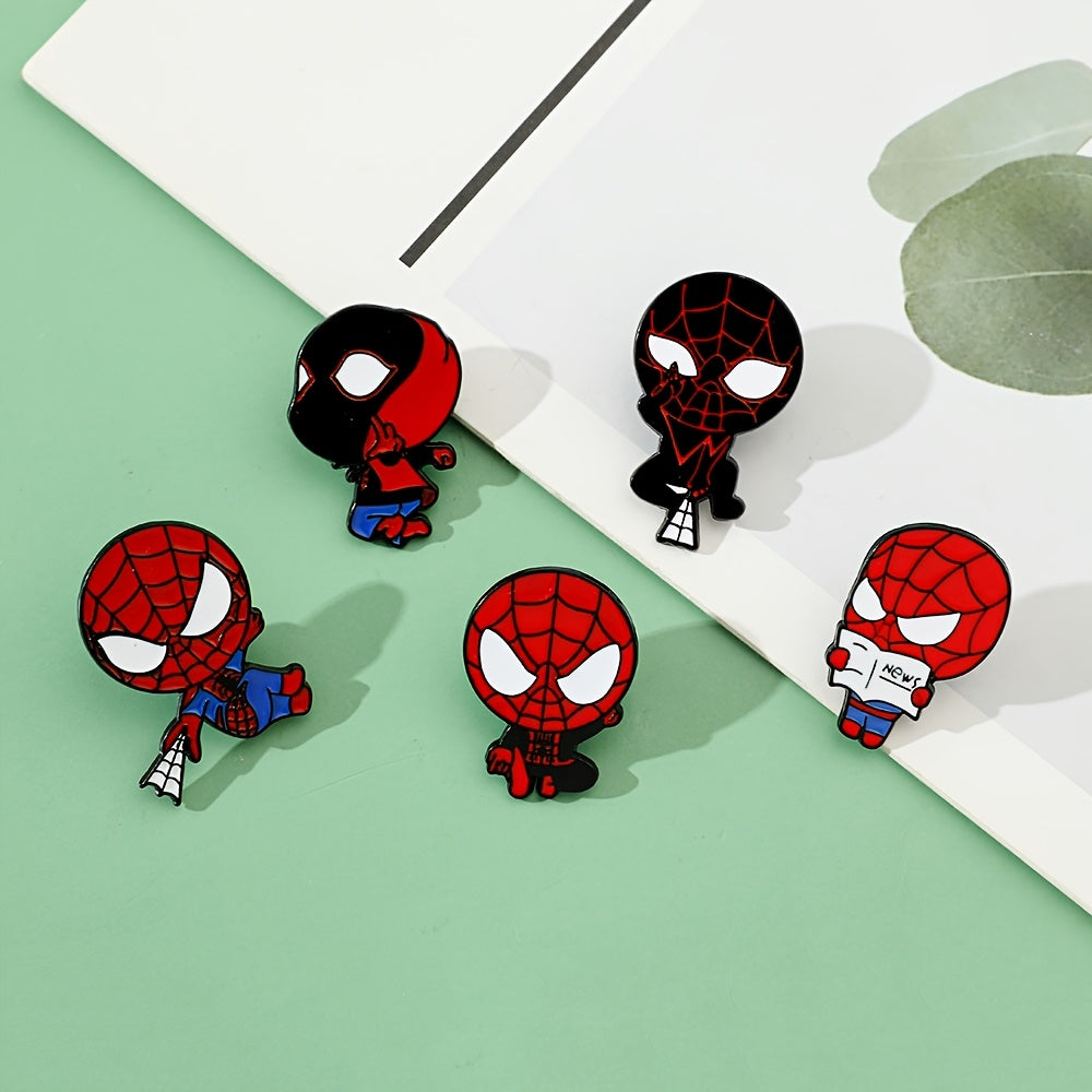 Set of 6 Marvel Spider-Man Enamel Brooch Pins Cartoon Anime Alloy Metal Fashion Accessories for Clothing and Backpacks