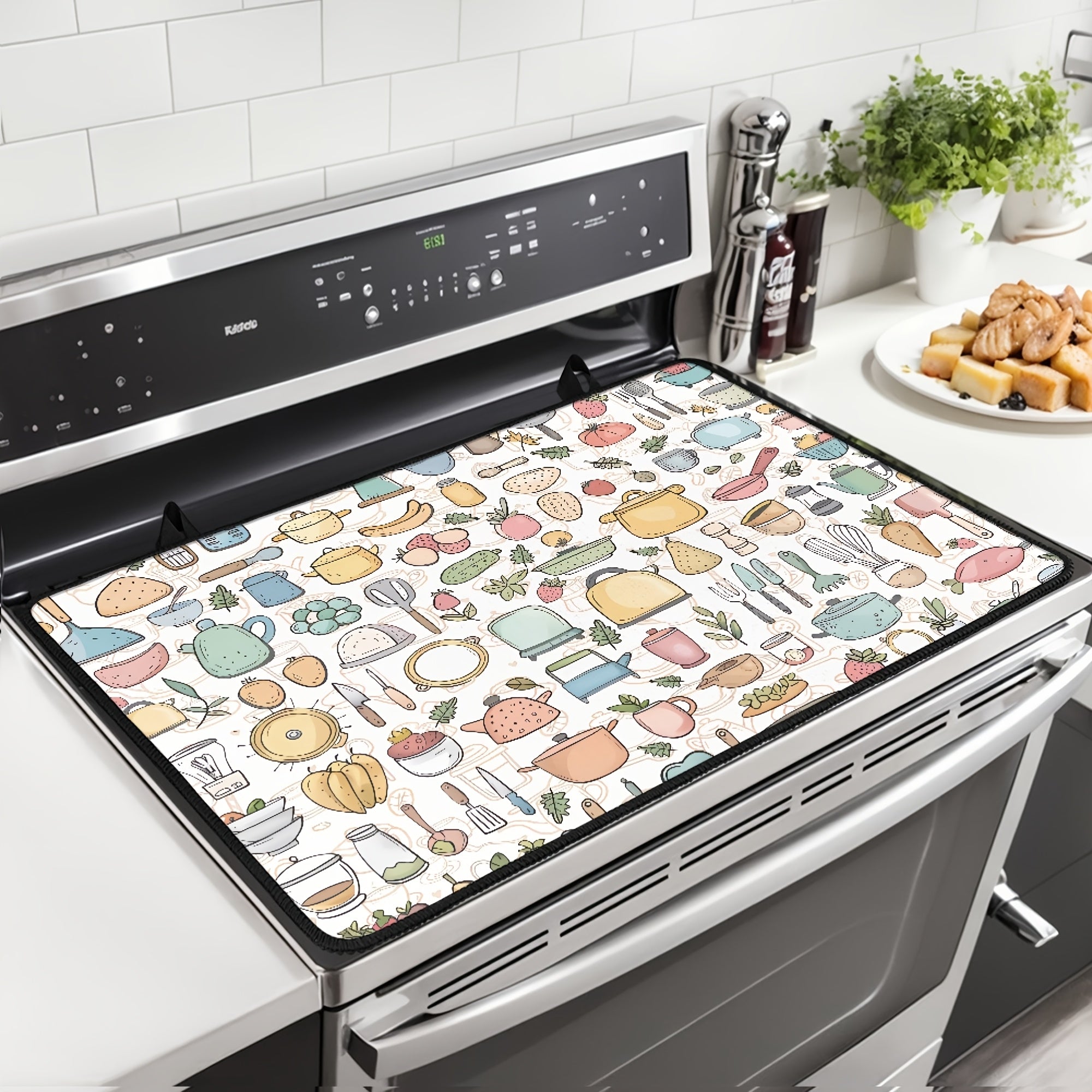 Patterned Cartoon Kitchen Stove Cover Heat-Resistant Non-Slip for Glass Ceramic and Electric Stoves
