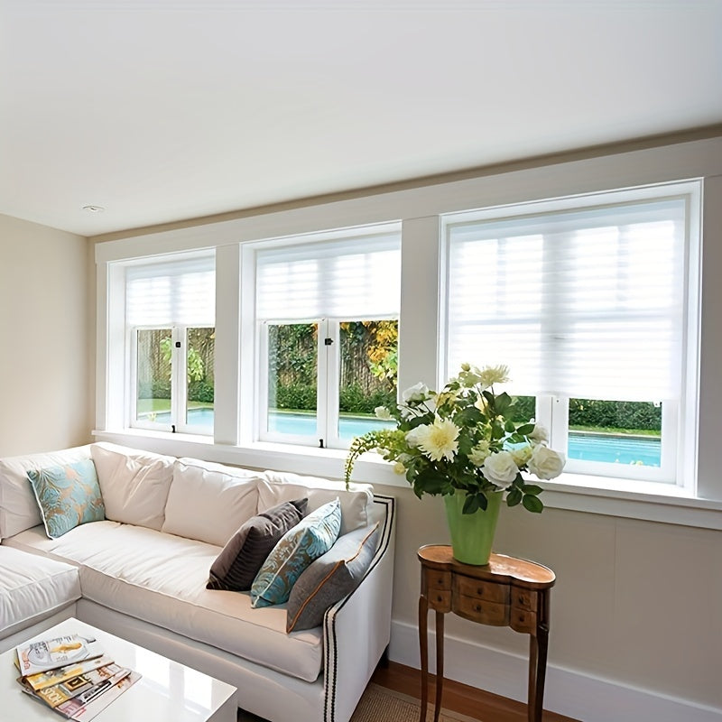 Pleated Curtains for Bedroom Office Living Room Semi-Shading Privacy Non-Woven Fabric