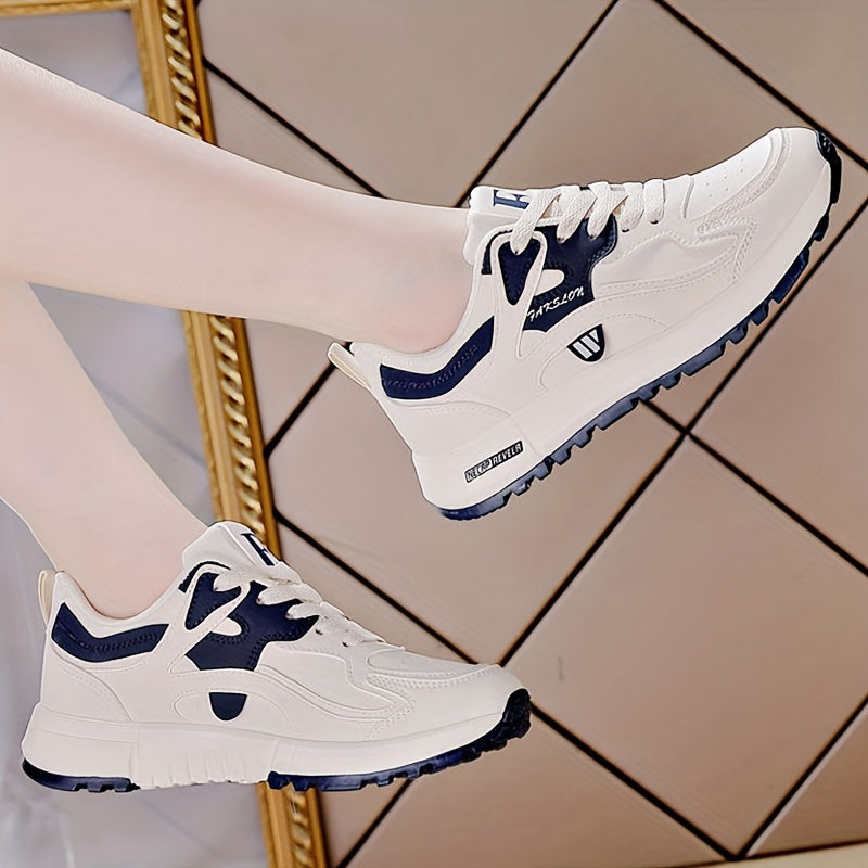 Women's Lightweight Lace-Up Sneakers with Non-Slip Rubber Sole Breathable Fabric Casual All-Season