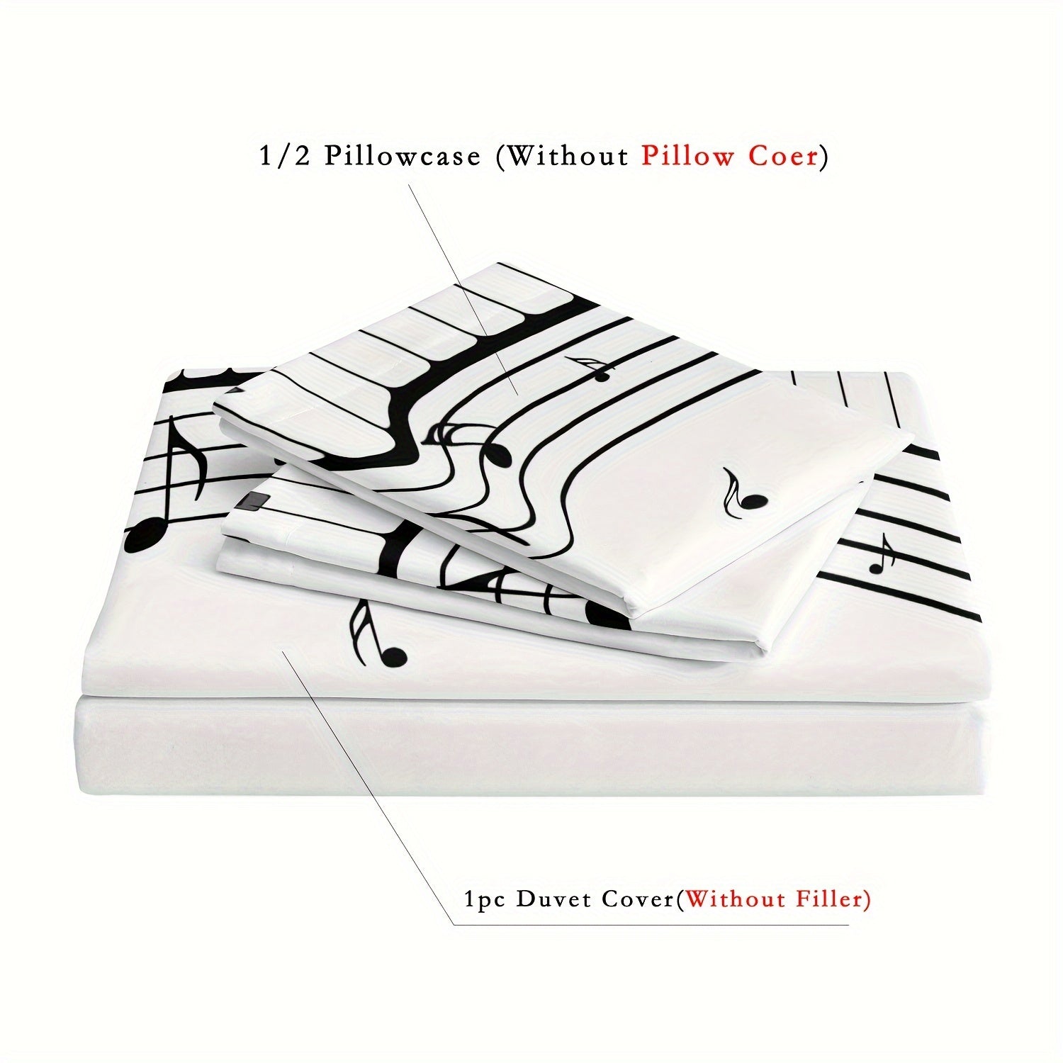 Minimalist American Duvet Cover with Musical Notes Cotton Queen Size