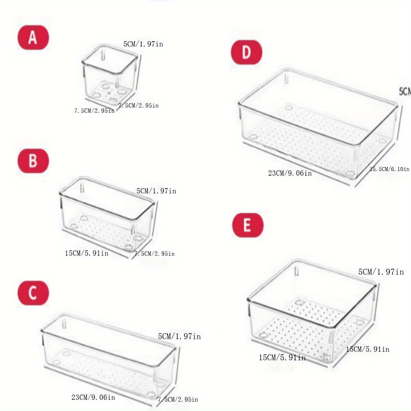 8-Pack Clear Plastic Desk Organizer Bins for Office and Home Storage