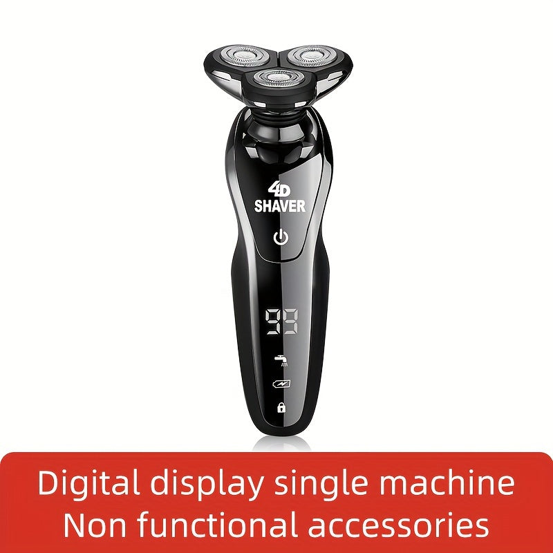 Men's Electric Shaver USB Rechargeable with Digital Display Nose Sideburn Trimmer Stainless Steel