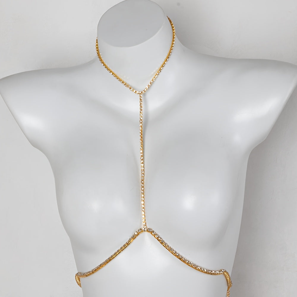 Alloy Body Chain Rhinestone Accents for Parties and Festivals Versatile Neck and Waist Jewelry