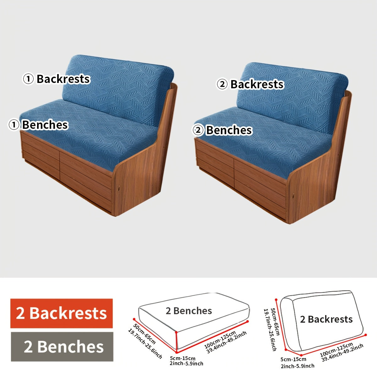 2-Piece Boho Style RV Sofa Cover Set Dust and Pet Scratch Protection Machine Washable