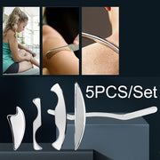SALORIE 5 dona zanglamas po'latdan Gua Sha massaj to'plami orqa, oyoq, qo'l, bo'yin va yelkalarga mo'ljallangan sayohat sumkasi bilan