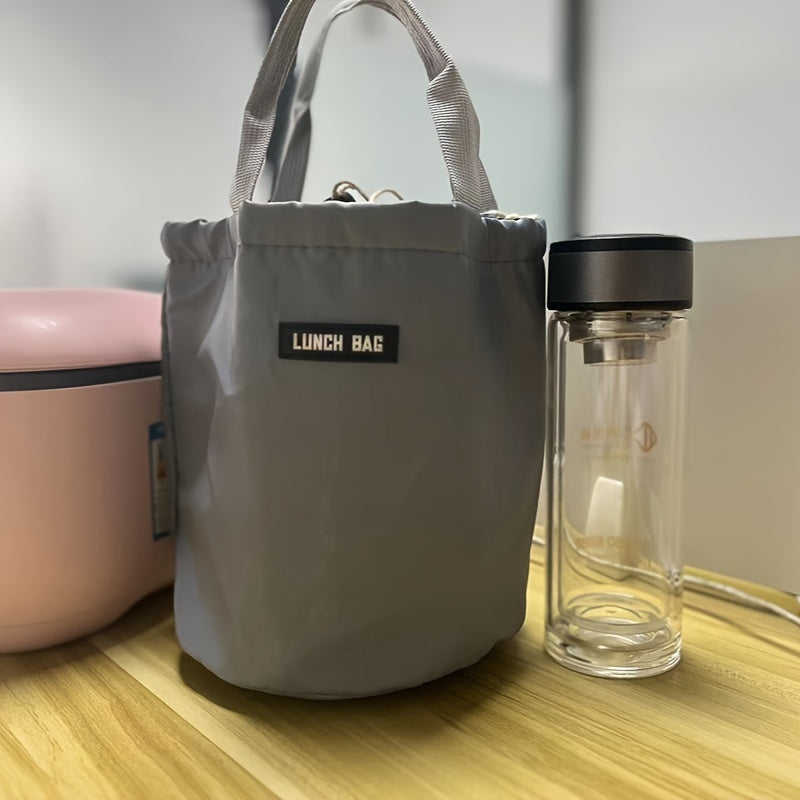 Large Round Insulated Lunch Bag with Aluminum Foil Cylinder for Warm Meals