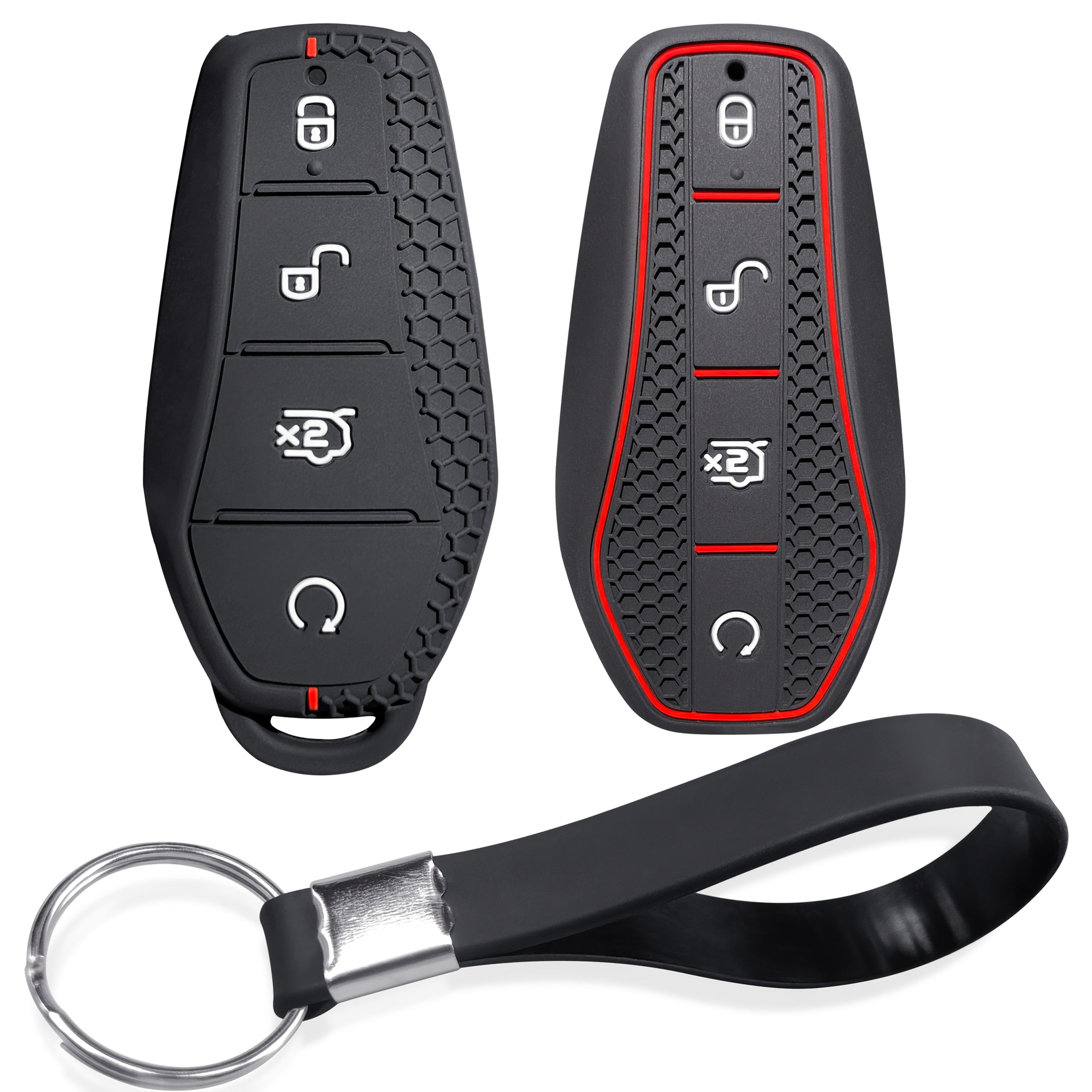 Silicone Car Remote Cover For EV Key Fob With Keychain Accessory