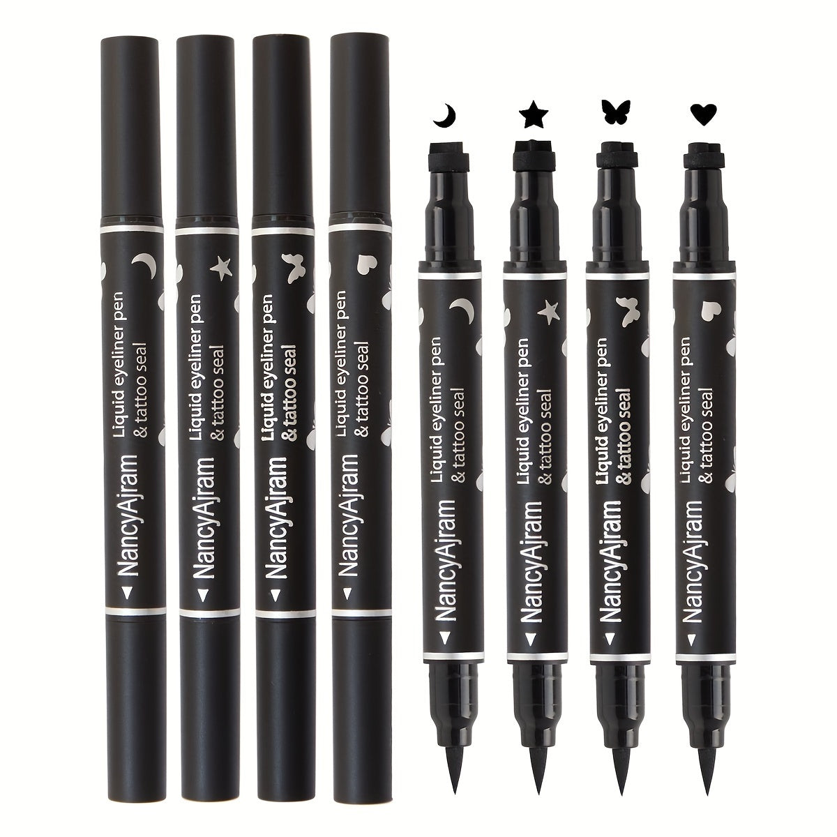 Liquid Eyeliner Pen Set Waterproof Long-Lasting with Stamp Shapes