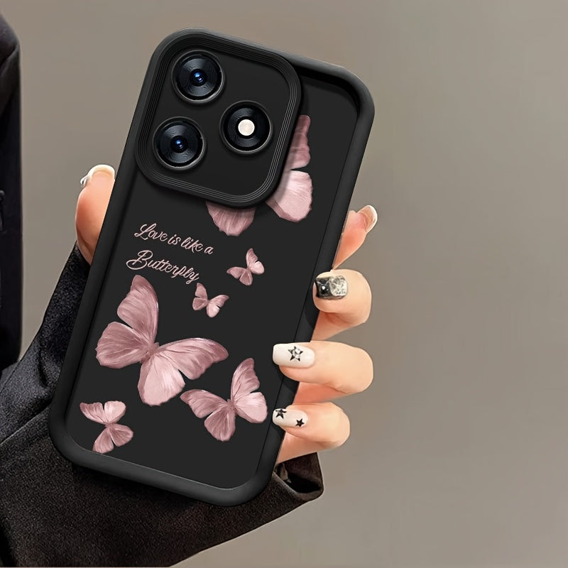 Cute Butterfly Girl Silicone Phone Case for TECNO Spark 10 10C 20 20C Go 2024 Shockproof Drop Protection