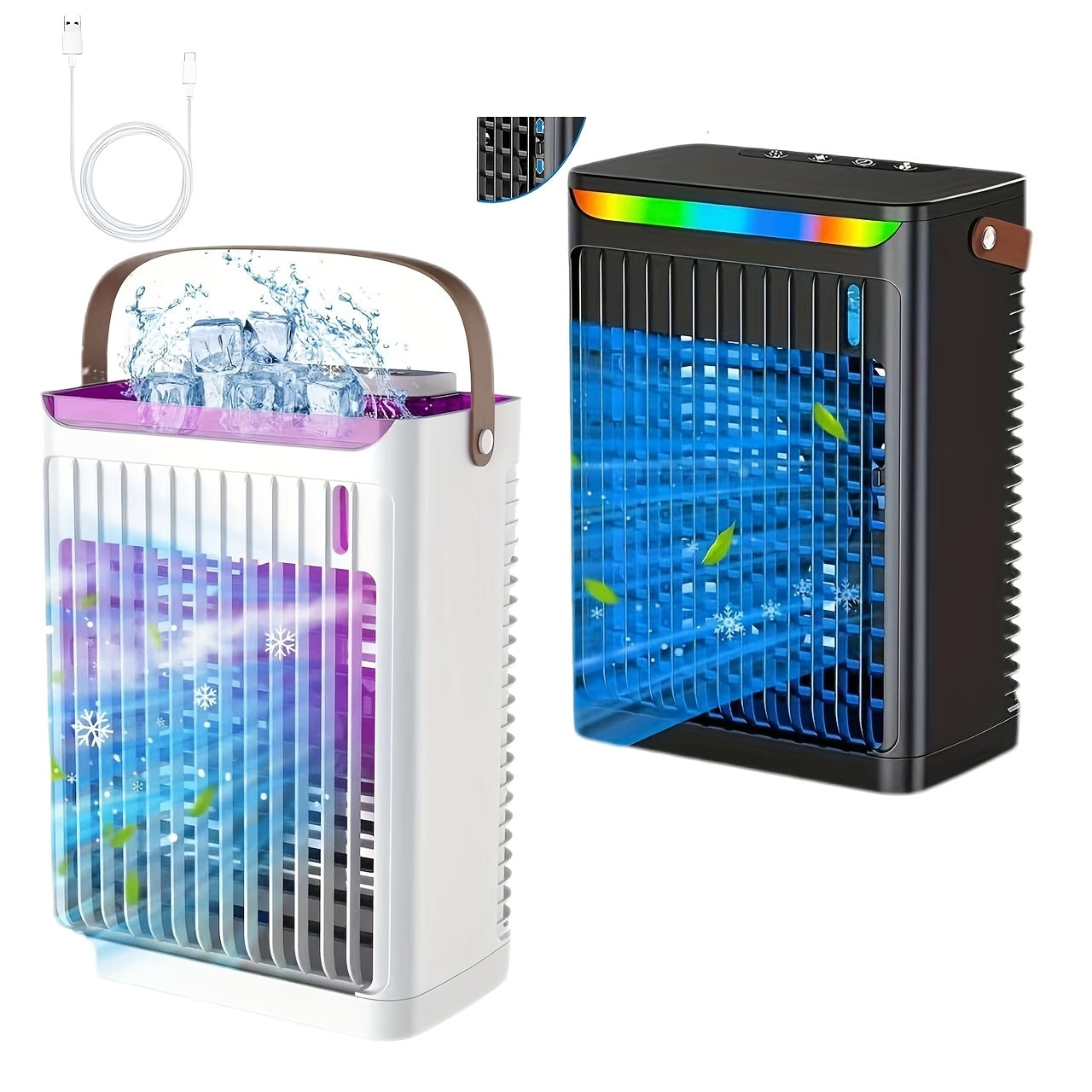 Portable Desktop Air Cooler 5 Speed Timer Mist Modes 680ml Water Tank USB Powered