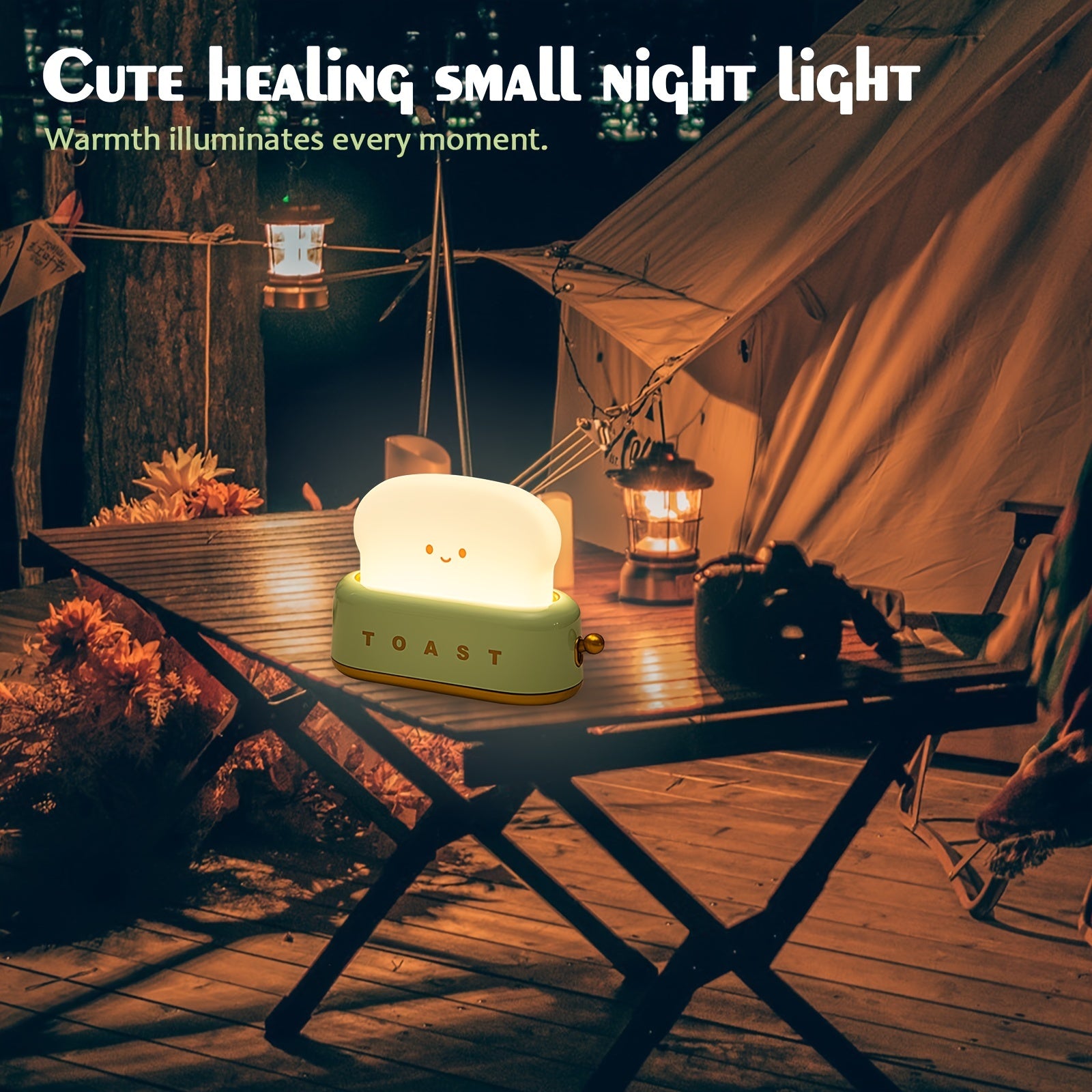 Очаровательная светодиодная лампа в форме тостера, которая также служит декором для стола и ночником в виде хлеба. Имеет регулируемую яркость, таймер и перезаряжаемый дизайн. Идеально подходит для использования на прикроватной тумбочке или столе.