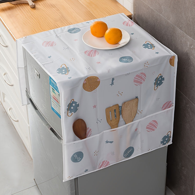Waterproof Dust Cover for Refrigerator and Washing Machine with Storage Pockets