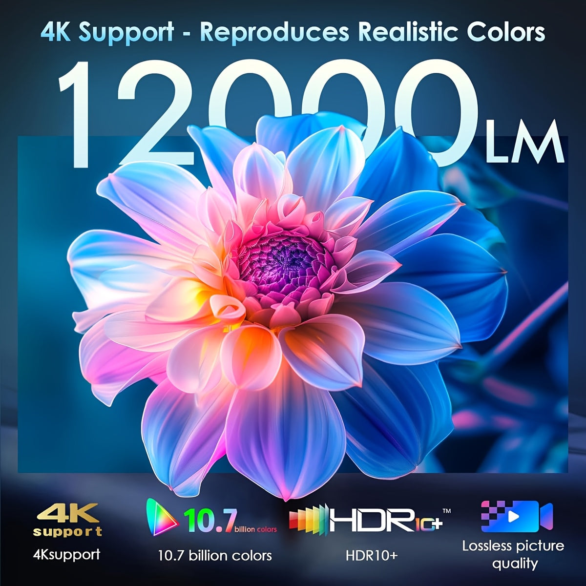 Mini 4K Projector Home Theater Wireless Bluetooth HD 220V 15000 Lumens