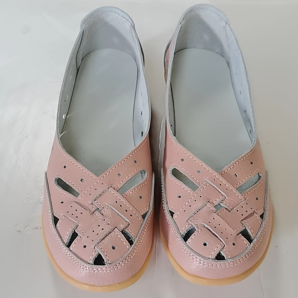 Women's Slip-On Flat Shoes with Hollow Out Design Breathable Lightweight Casual