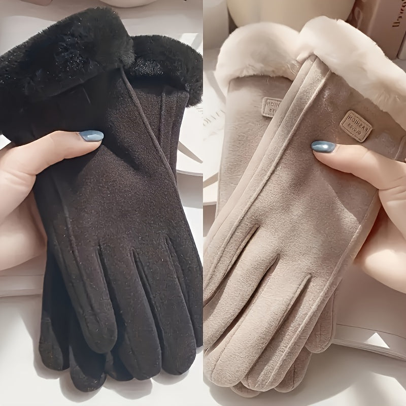 Women's Thermal Touchscreen Gloves for Cycling and Driving Elastic Polyester