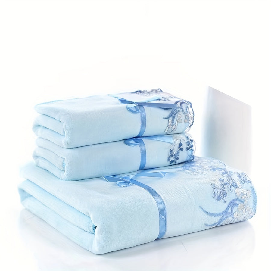 ZZBZZ Luks Mikrofiber Dantelli Sochiq - Uy hammomining zaruriy buyumlari uchun juda yumshoq, teriga do'st qo'l va hammom sochiqi, nozik qulflangan chet bilan.