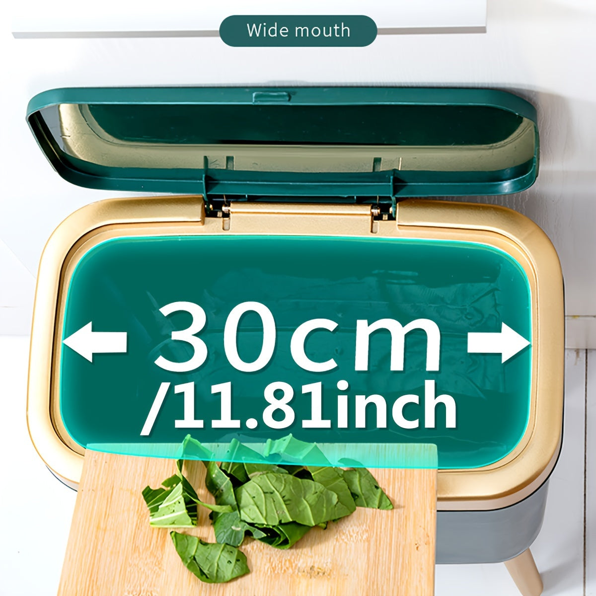 15L Zamonaviy plastik axlat qutisi, anti-hidi qopqog'i va balandlikni oshiruvchi oyoqlari bilan oshxona, hammom, ofis uchun