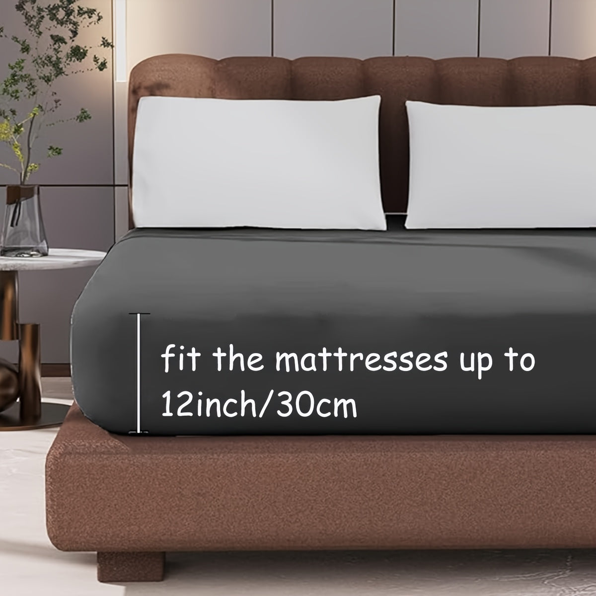 Yuqori sifatli 100% mikrofiberli qoplama, 35.56 sm chuqur cho'ntaklar, xavfsiz joylashish uchun elastik burchaklar, mashinada yuvish mumkin, rangsizlanishga qarshi qora kulrang - mehmonxona va uy to'liq o'lchamdagi karavotlar uchun mukammal.