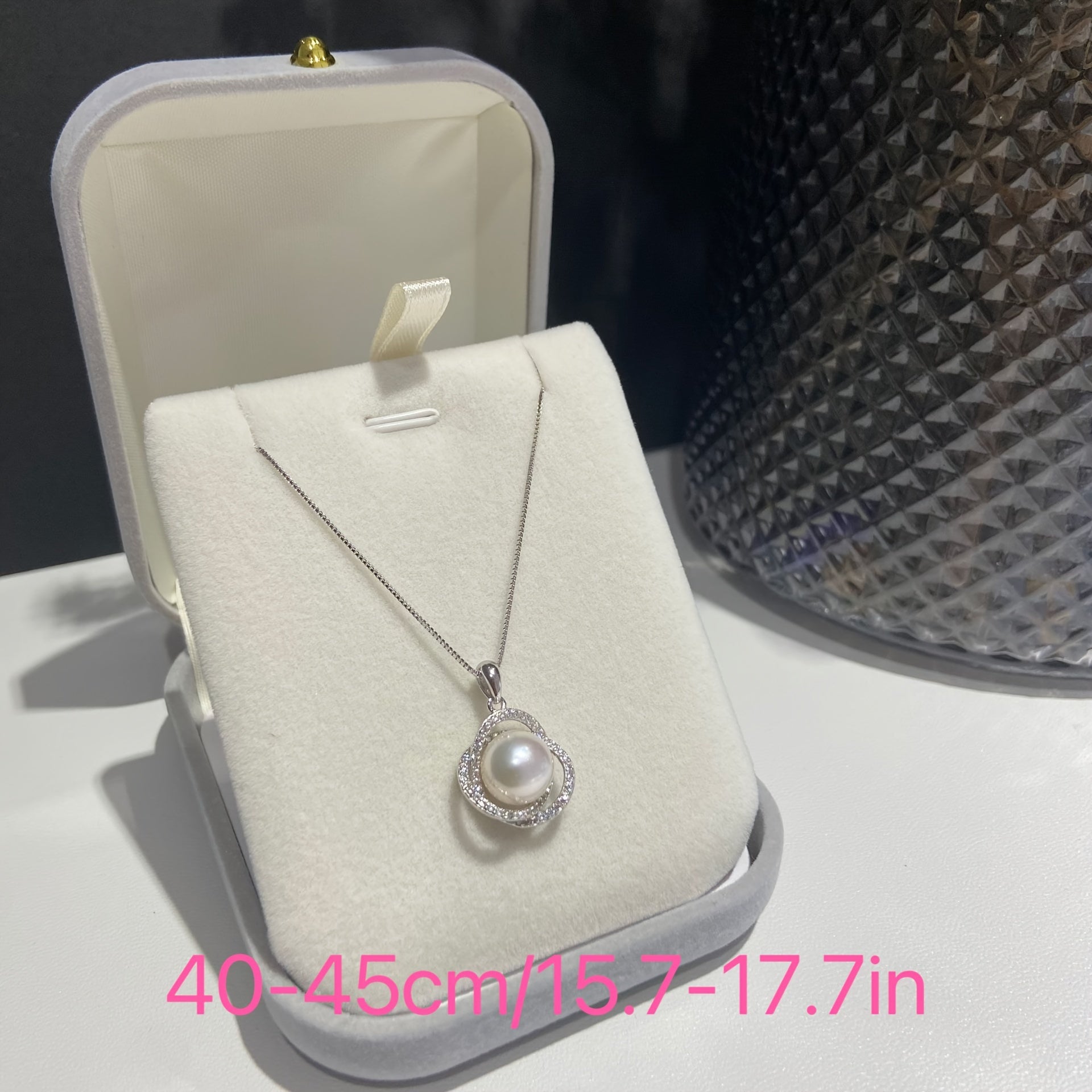 Кулон на цепочке из стерлингового серебра с жемчугом и цветочным дизайном 9-10 мм для женщин