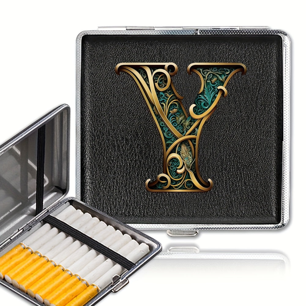 Unisex zanglamaydigan po'latdan yasalgan sigareta qutisi, 20 ta sigareta uchun, gul naqsh bilan