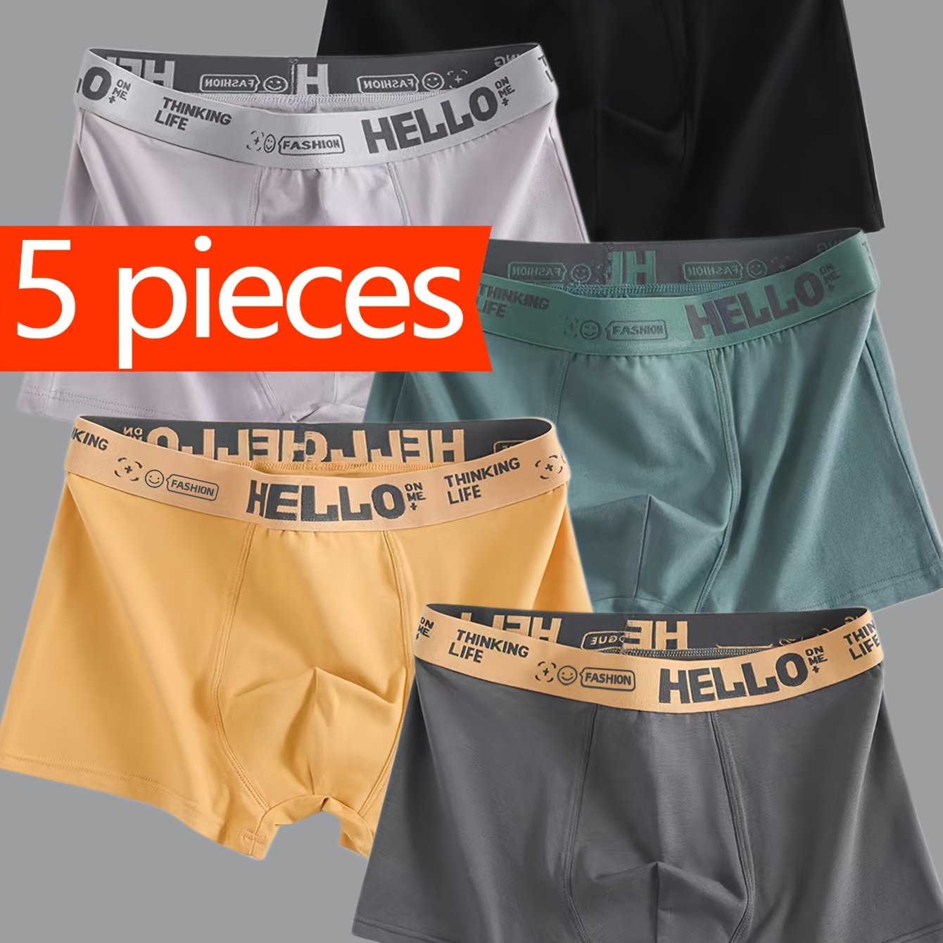 Men's Boxing Shorts Soft Breathable Quick-Dry Elastic Sports Pants Set of Five