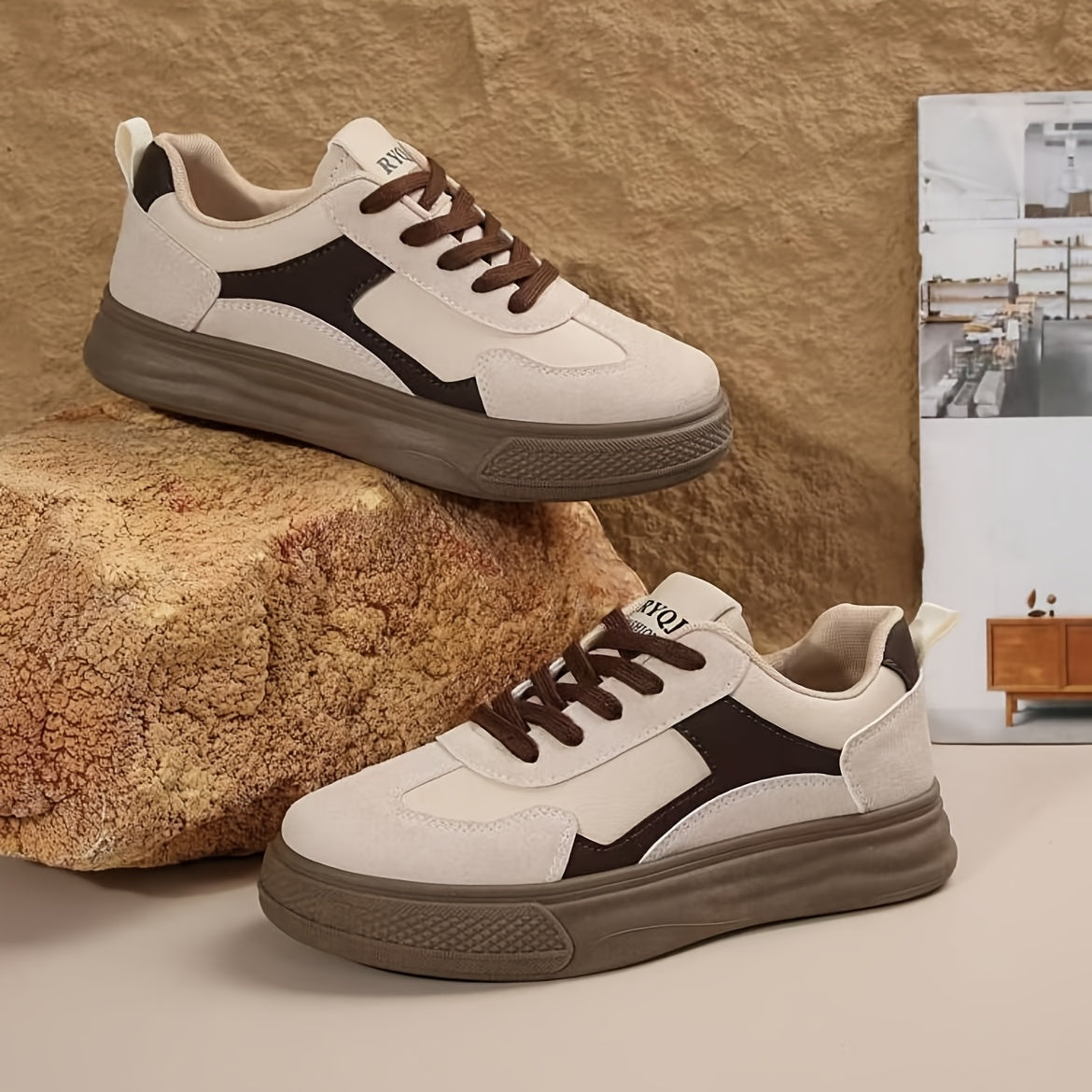 Zapatillas casuales de lona de bajo perfil para mujer con cordones, color sólido, para todas las estaciones, suela de goma