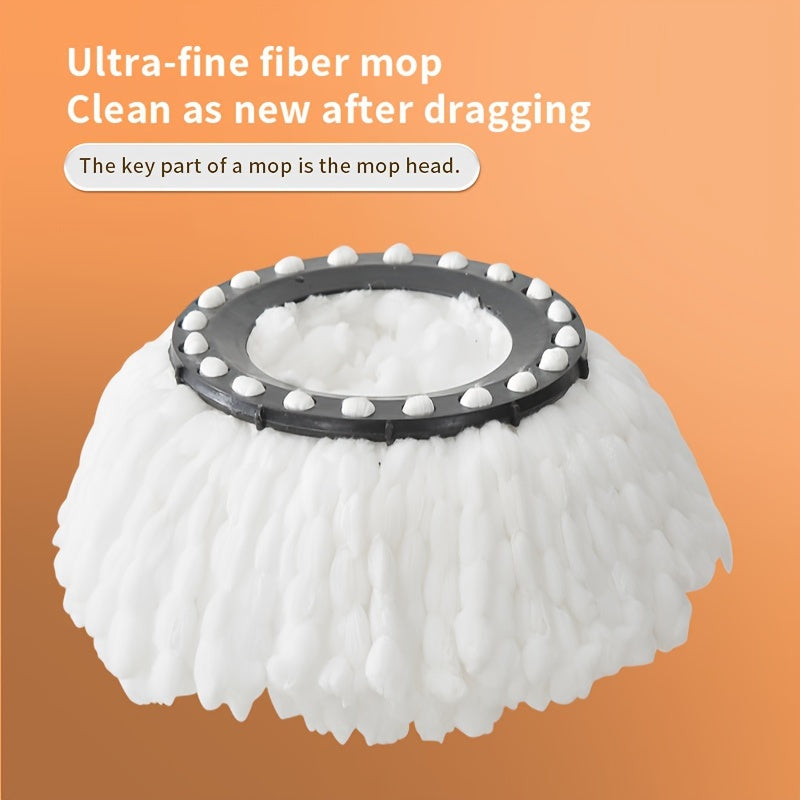 360° Rotating Mop Bucket System with 5 Fiber Mop Heads and Adjustable Handle