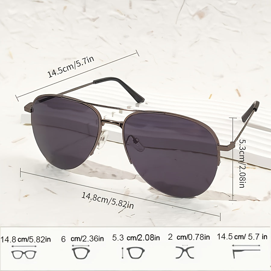 Gafas de lentes tintados unisex de marco de metal con decoración