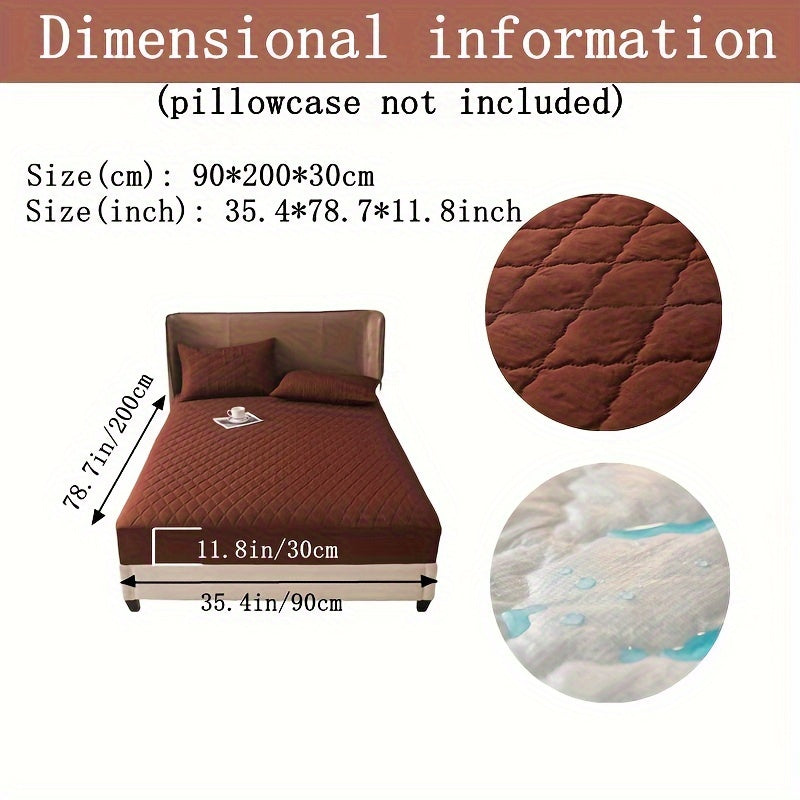 Waterproof Fitted Sheet with Geometric Embossed Pattern Deep Pocket Bed Sheet for Bedroom and Guest Room