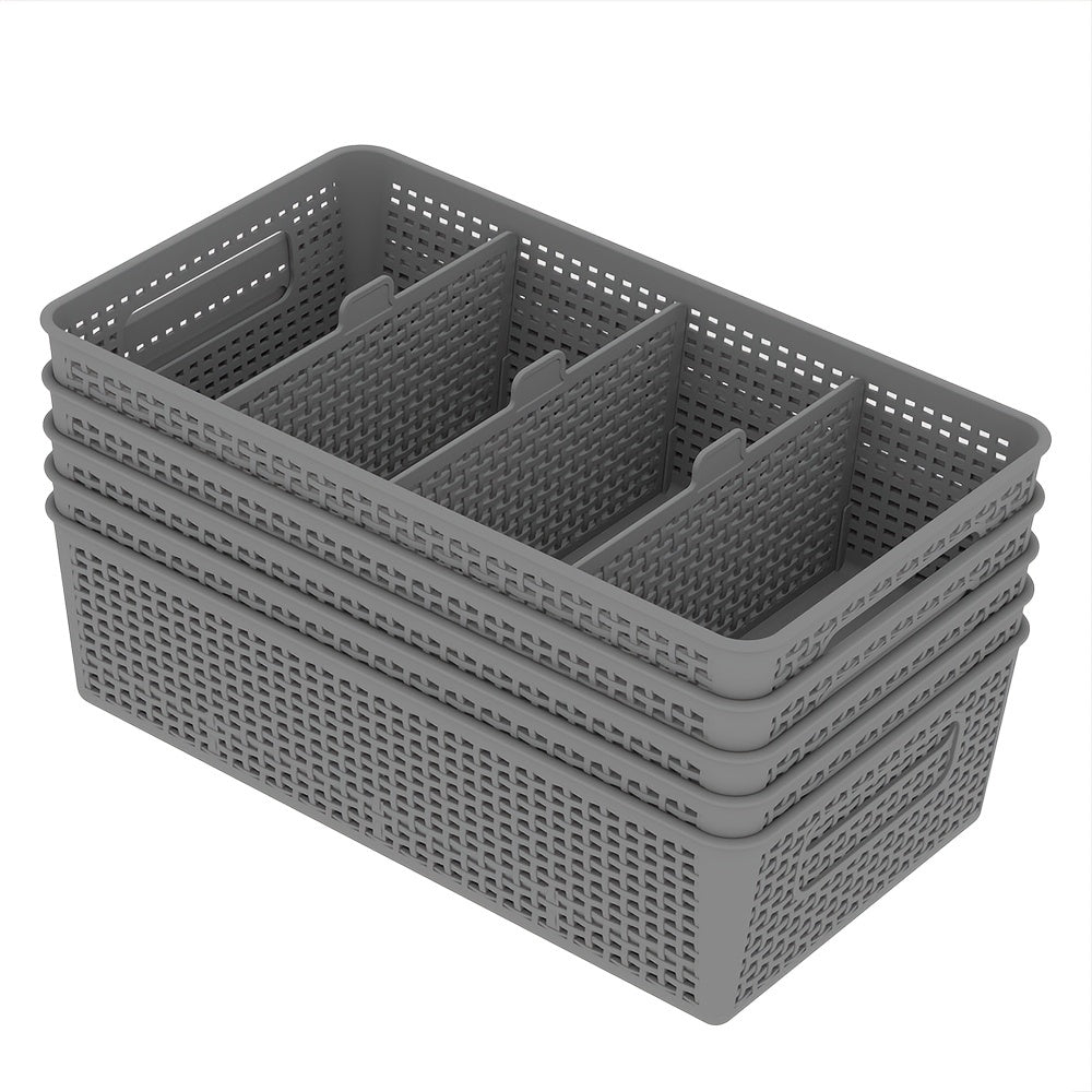 Multi-Purpose Woven Storage Box with Divider for Bathroom and Kitchen Cabinets 1-8 Pieces