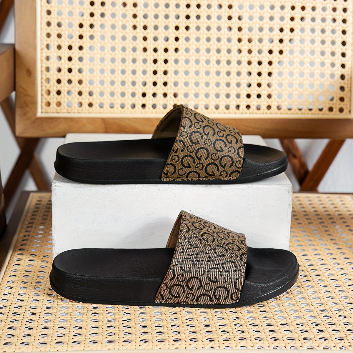 Unisex EVA Flat Sandals with Open Toe Slip-On Non-Slip Sole Casual Sporty Slides