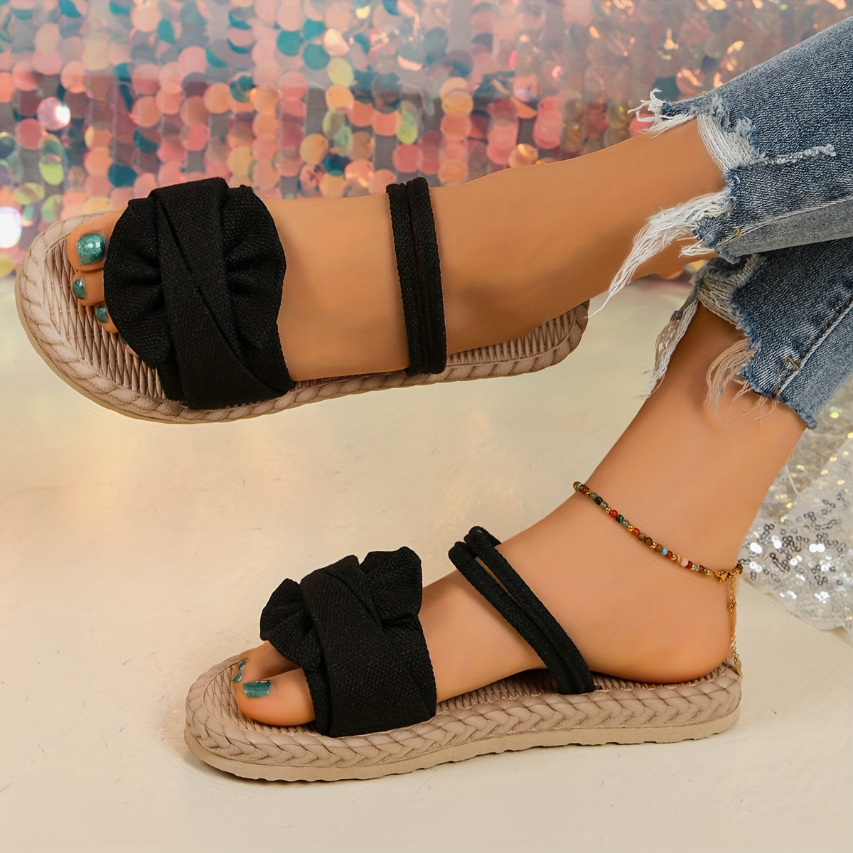 Women's Beige Slide Sandals Lightweight EVA Open Toe Casual Summer