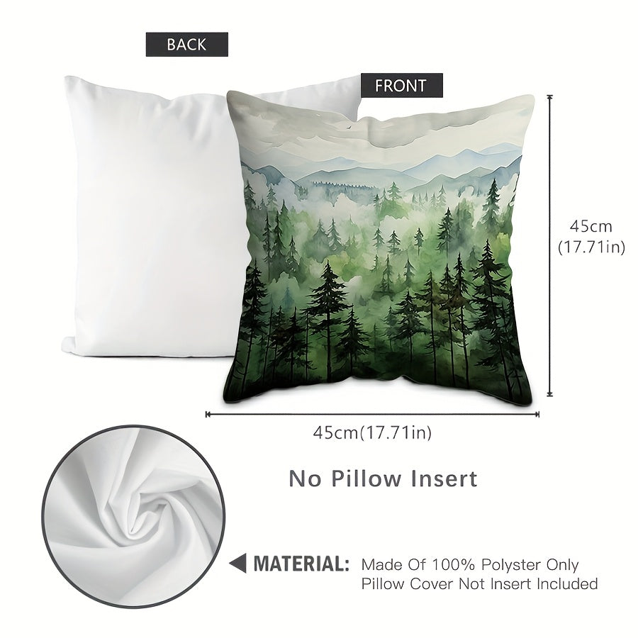 Square Pillow Cover Soothing Serenity Forest Green 44.96cm Washable Sofa Bedroom Decor