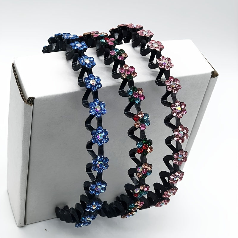 Винтажный стиль, набор из 4-х заколок для волос в виде цветков с стразами, изготовленных из пластика, для нарядного оформления и укладки волос.