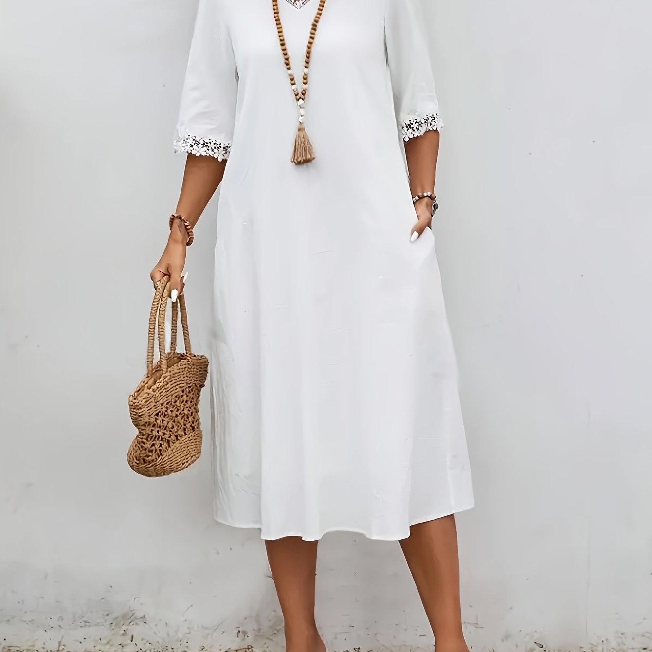 Women's Solid Color Casual Home Dress for Spring Summer Autumn