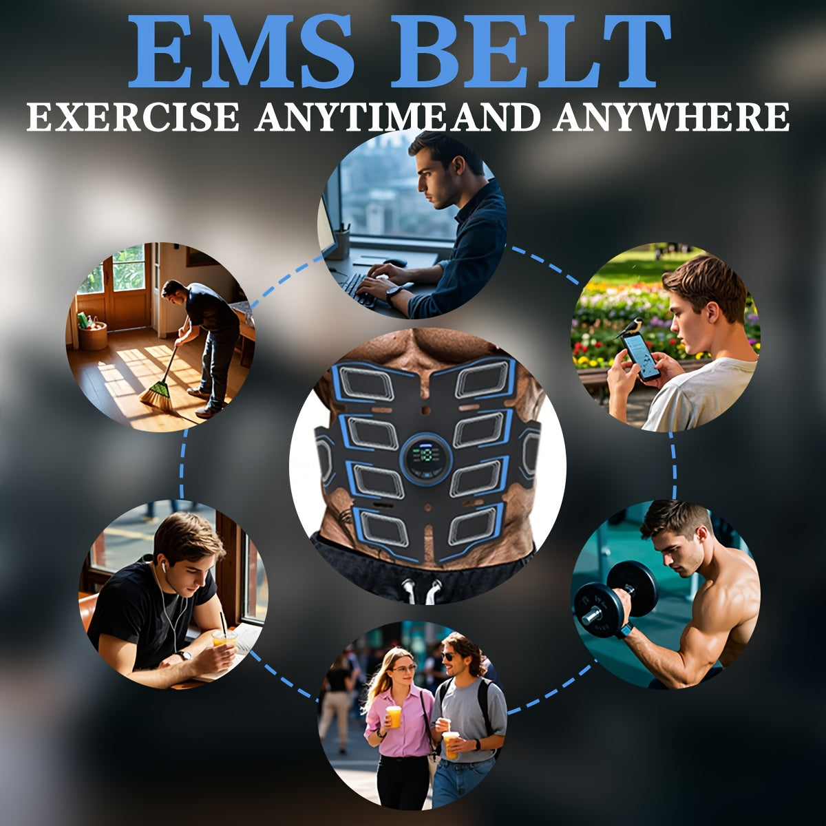EMS Muscle Stimulator for Abs Arms Legs with 6 Modes 18 Levels Rechargeable