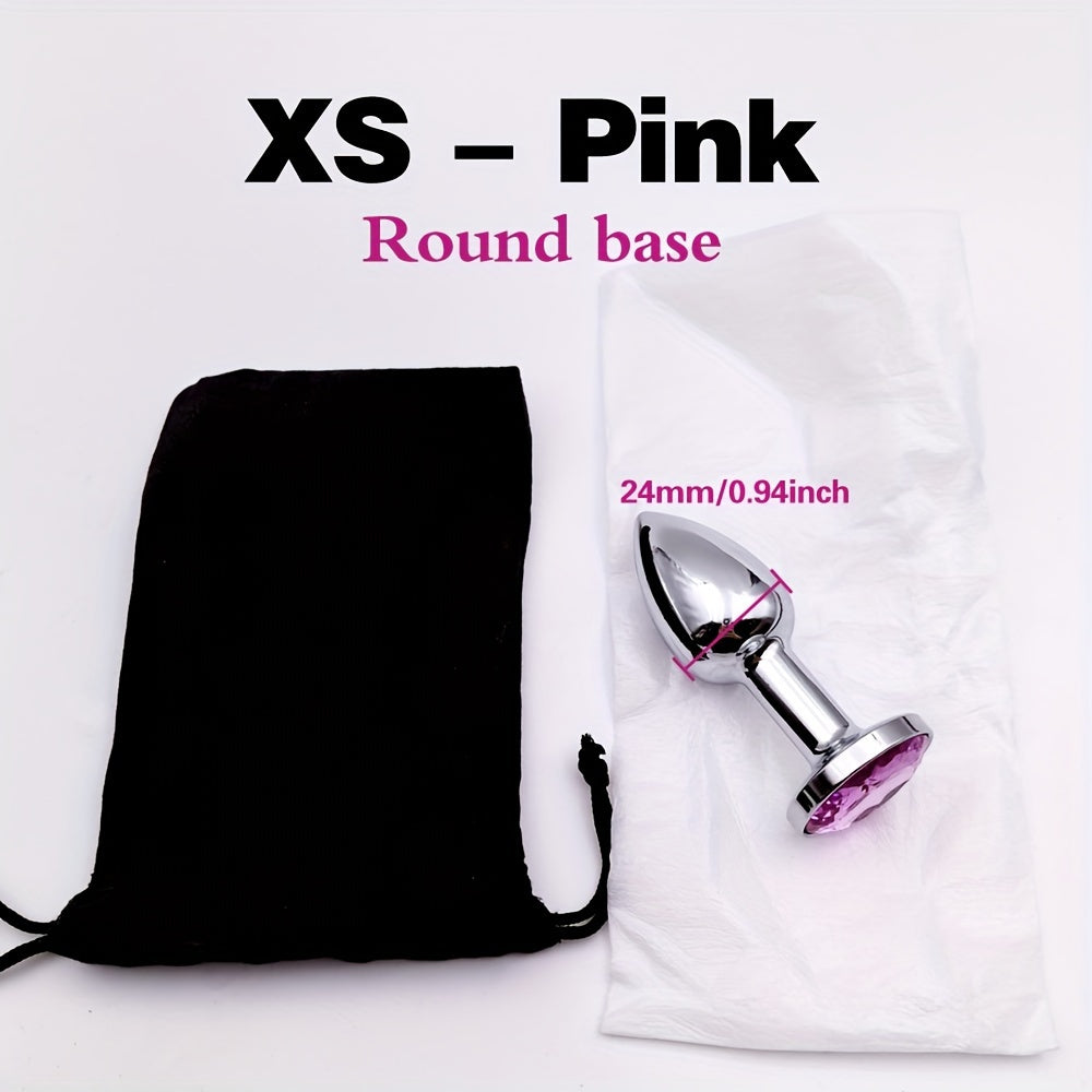 Adult Waterproof Mini Metal Anal Plug with Gemstone Base, Beginner-Friendly