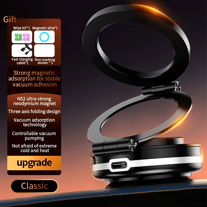 Magnitli avtomobil telefon uchun tutqich, iPhone uchun vakuum yopishqoq montaj