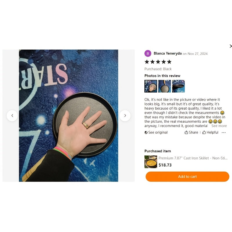 Cast Iron Skillet 19.99cm Non-Stick Durable for Omelets Vegetables and Shrimp