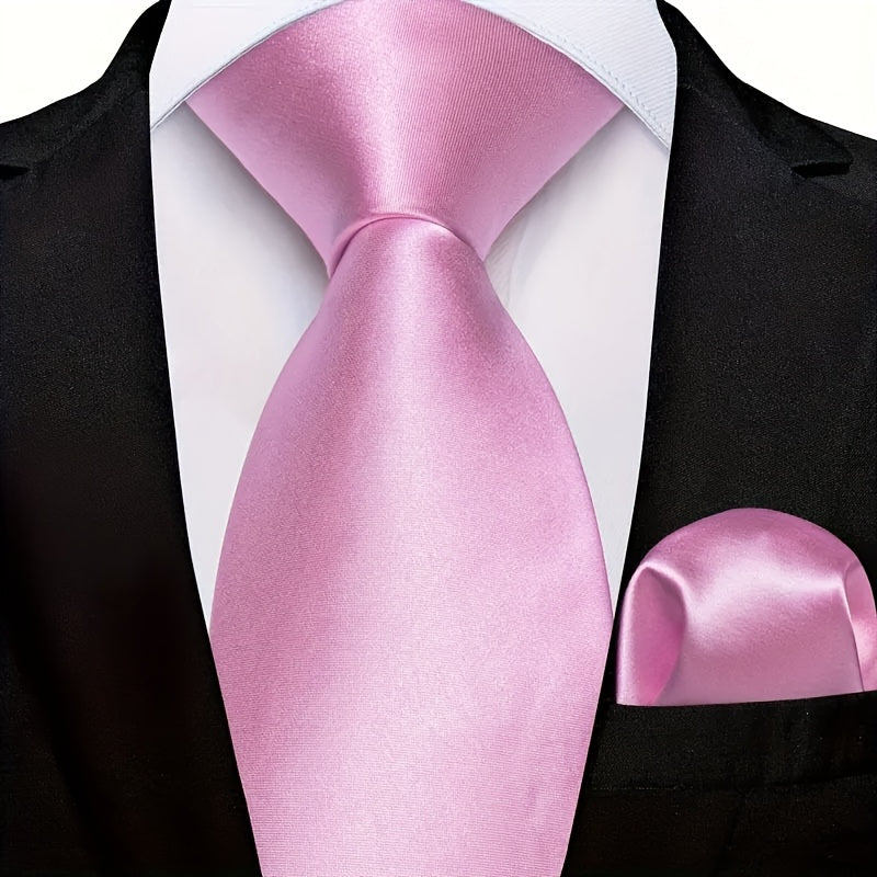 Erkaklar uchun bir rangli galstuk va cho'ntak sharf to'plami, biznes rasmiy tadbirlar uchun