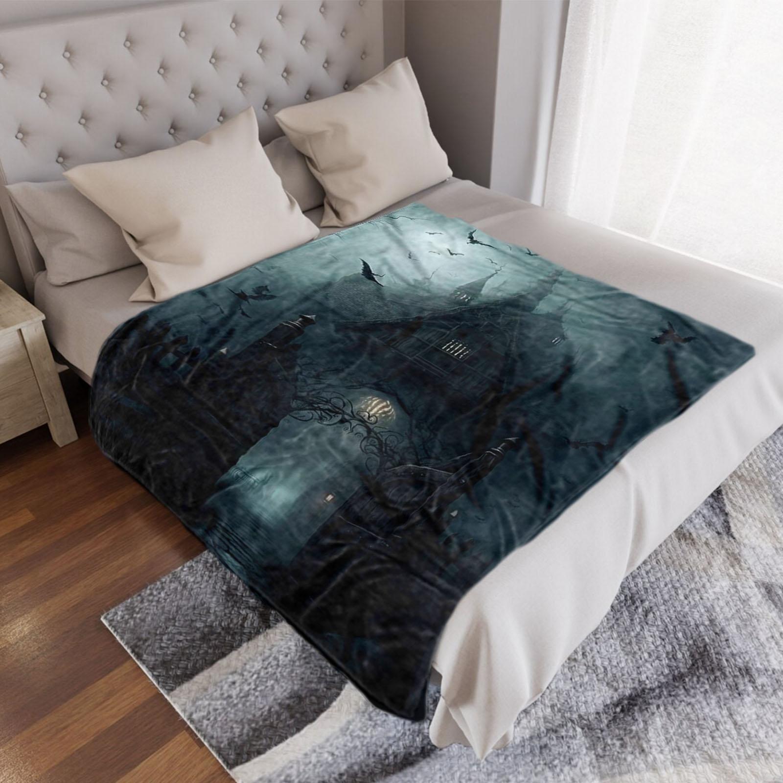 Electric Gothic Flannel Throw Blanket with Bold Print, Soft, Machine Washable