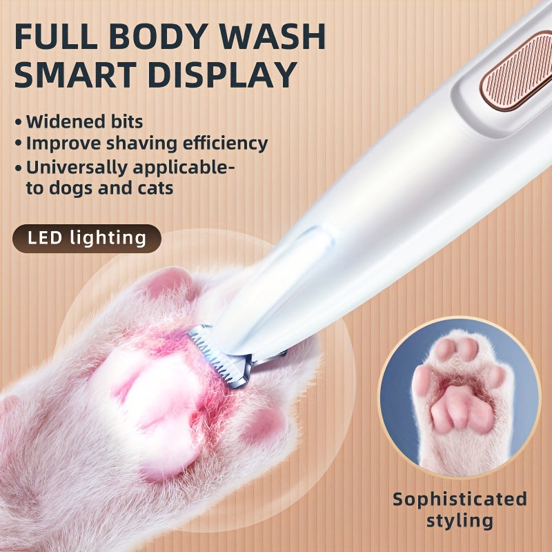 Cordless Pet Hair Trimmer with LED Lights USB Rechargeable Quiet Grooming for Dogs and Cats