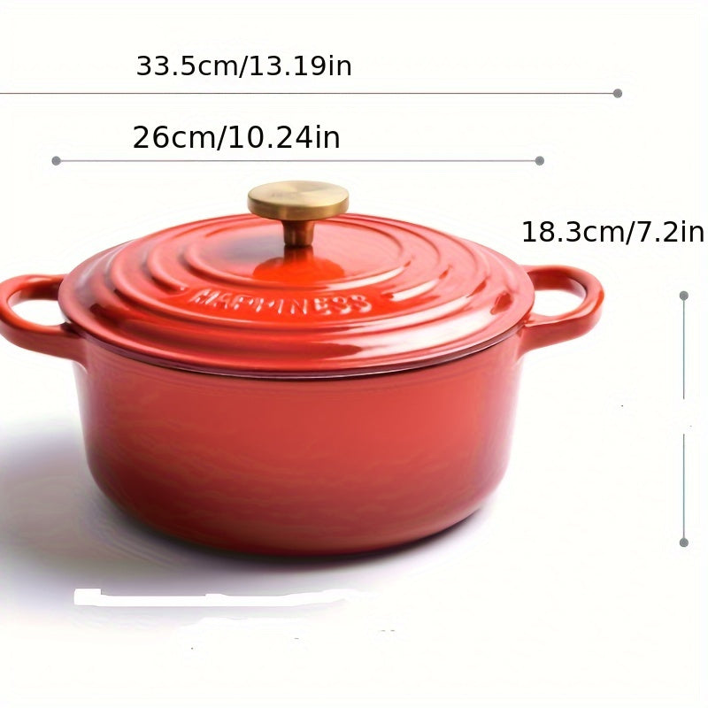 Set of 3 Enamel Cast Iron Pots 22cm 24cm 26cm Non-Stick Handles