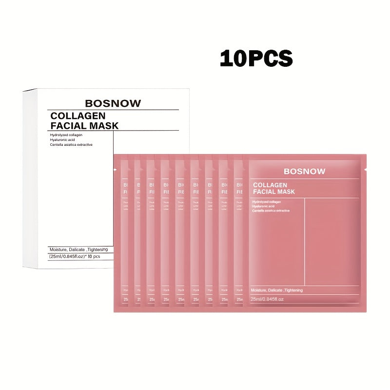 Увлажняющие маски для лица с коллагеном, гиалуроновой кислотой, ниацинамидом для укрепления, унисекс, упаковка 10 шт.