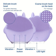 Mini Cartoon Electric Face Brush with 12 Massage Modes USB Rechargeable Exfoliating Skincare Tool