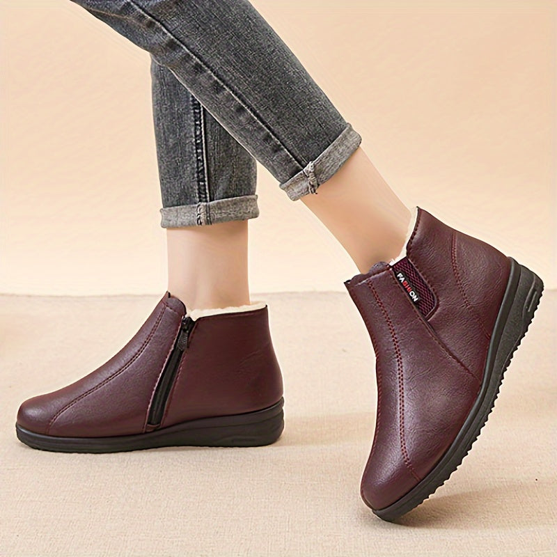 Botas de nieve de invierno para mujer con forro de felpa y suela de goma antideslizante tallas grandes